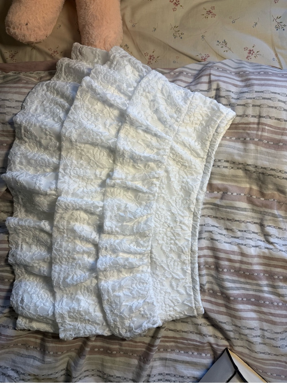 White Lace Ruffled Mini Skirt